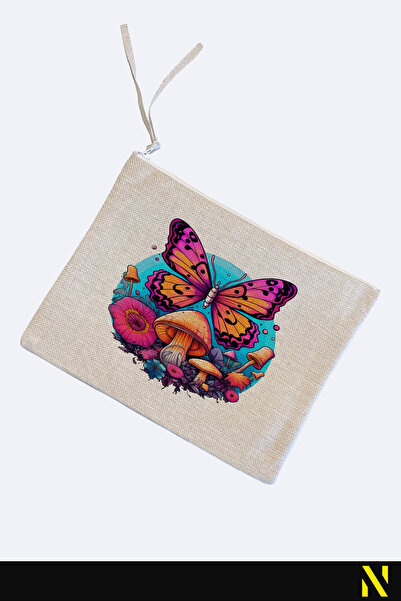 nilizma Butterfly Patterned Linen Handbag