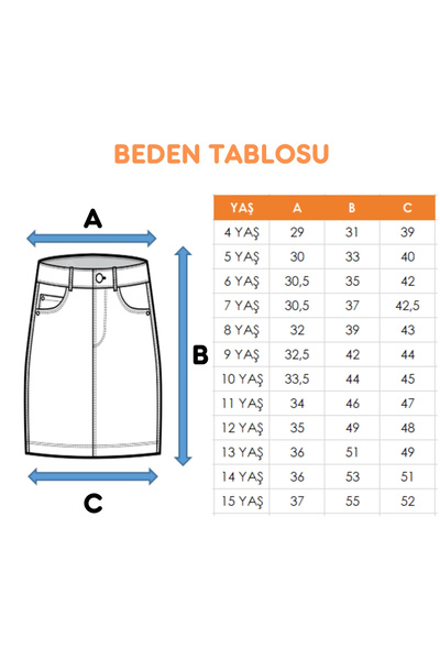 GİYİCEM TEKSTİL Kız Çocuk Körük Cepli Kot Etek 2601