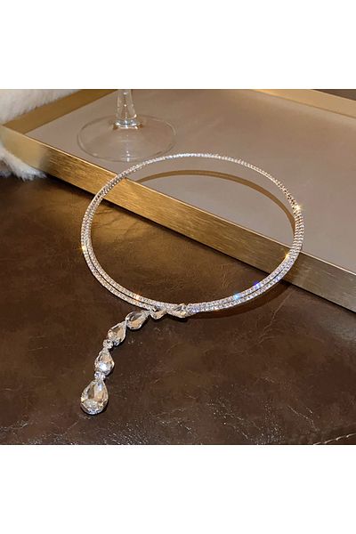Choice Water drop necklace Shiny Rhinestone Collar Choker Necklace For Party Wedding Big Water Drop Crystal