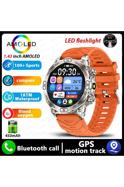Choice Orange For Xiaomi Outdoor Smart Watch AMOLED Screen 1ATM Waterproof Watches 2024New Bluetooth Call G