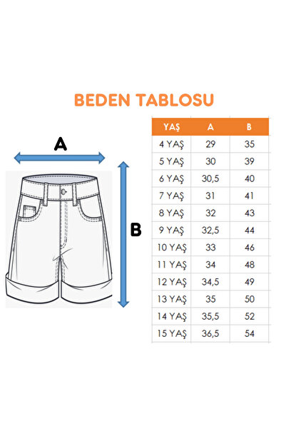GİYİCEM TEKSTİL Kız Çocuk Körük Cepli Kot Şort 2868