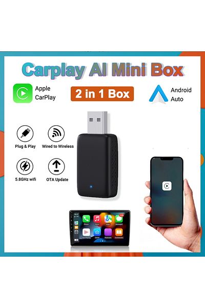 Choice Carplay Auto Box Wired to Wireless Carplay&Android Auto Mini Box 2in1 Mini Adapter Plug&Play BT WiFi