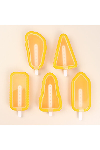 Choice1 مجموعة صفراء (5 قطع) قوالب آيس كريم سيليكون منزلية الصنع بأشكال متعدد...