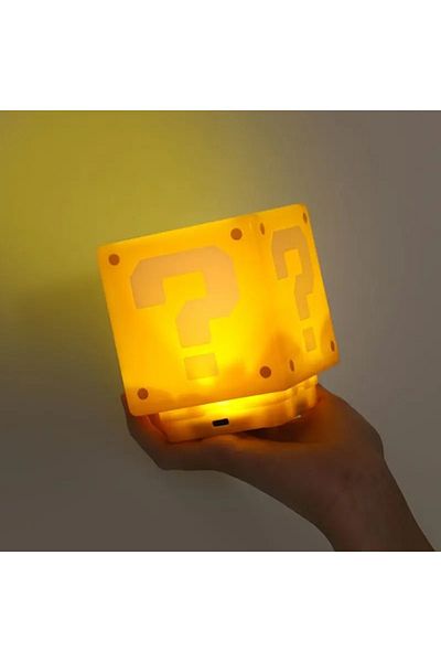 Choice with box 8cm Super Mario Bros LED Question Mark Brick Night Light USB Charging Desk Lamp Light for K