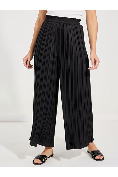 Koton High Waist Wide Leg Front Pleated Trousers