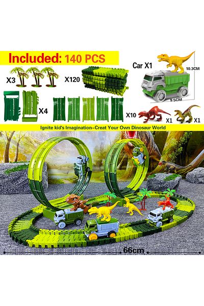 Choice Gc Dino Car 2pcs- Electric Dinosaur Track Car Magic Climbing Railway Toy Car Flexible Track Toy Cars