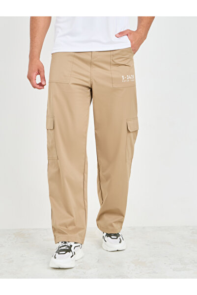 Styli Printed Wide Leg Cargo Pant