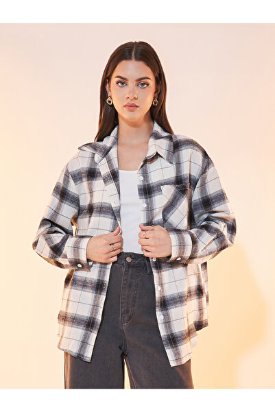 Styli Plaid Dropped Shoulder Oversized Shirt