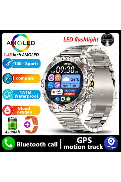 Choice Silver steel For Xiaomi Outdoor Smart Watch AMOLED Screen 1ATM Waterproof Watches 2024New Bluetooth