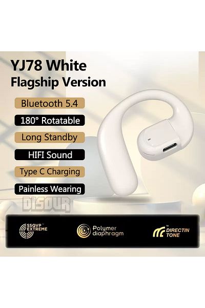 Choice White Bluetooth 5.4 Business Earphone Wireless Single Headphone with HD Mic Ear Hook HiFi Stereo Mus