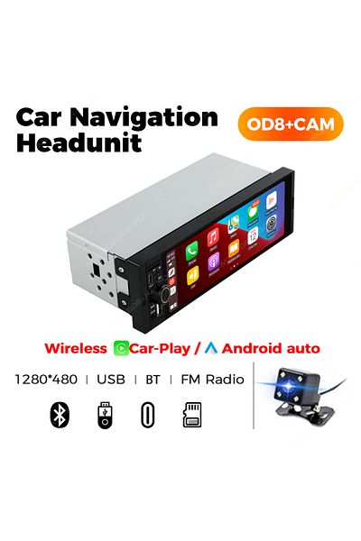 Choice OD8-CAM003 1DIN MP5 6.86-Inch Touch Screen Universal Car Radio Support Wireless Carplay Android AUTO