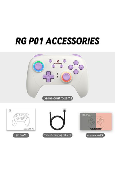 Choice Beige White ANBERNIC RG P01 Retro Games Controller Bluetooth Wireless Wired Gamepad Hall Effect Joys