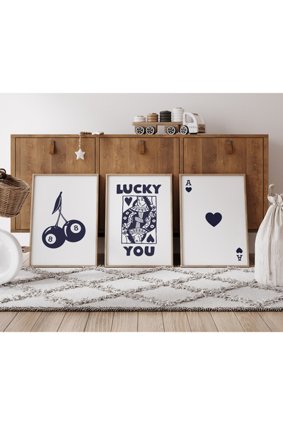POSTER Lucky You Poster set, Çerçevesiz 3lü Pinterest Poster, Dekoratif Poster