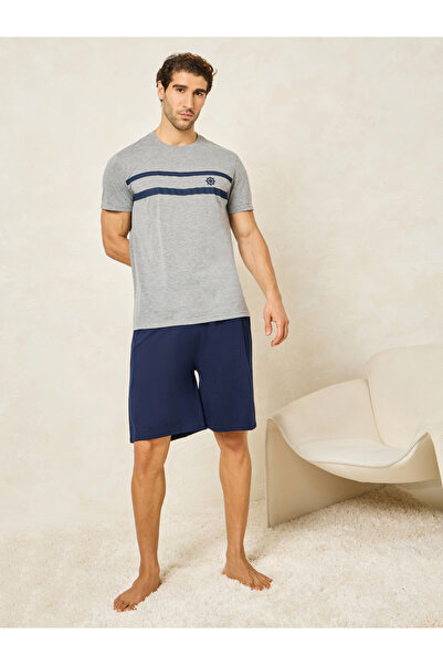 Styli Striped Crew Neck T-Shirt & Short Set