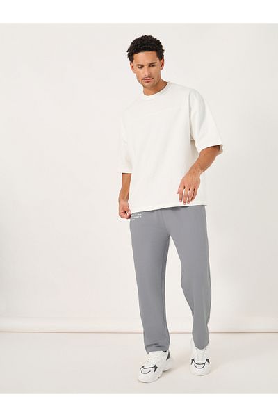 Styli Slogan Print Oversized Open Hem Joggers