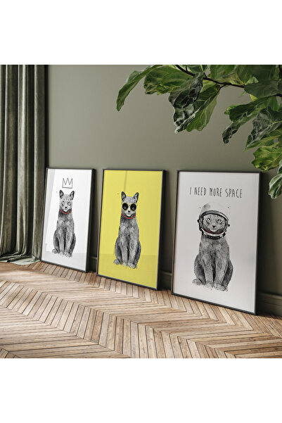 POSTER Kedi temalı poster seti,3lü poster set ÇERÇEVESİZ