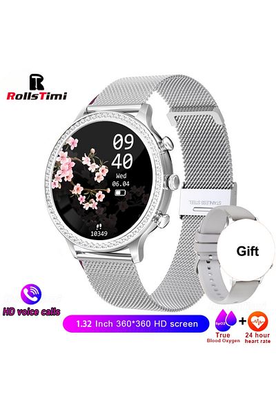 Choice Silver Mesh belt Fashion Luxury Smart Watch Women Bluetooth Call Blood Pressure DIY Custom Sport Fit