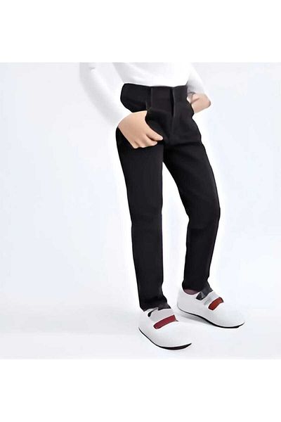 KING SEZAR Boy's Slim Fit Slim Fit Straight Leg Black Jean Trousers with Pockets