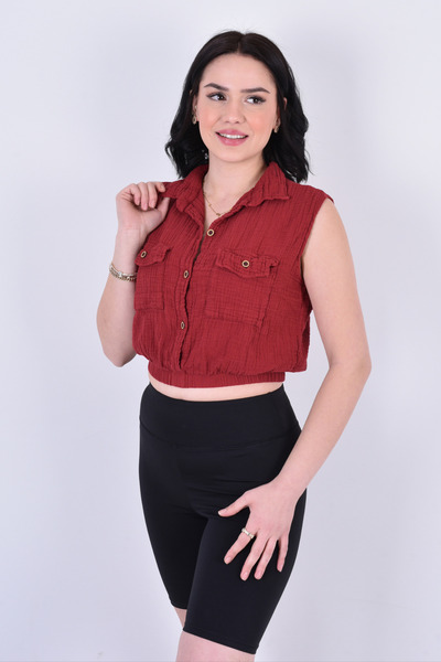 OTEXSA Crop de muselină fără mâneci elastic 100% bumbac