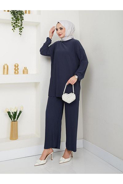 PALME D'OR Women's Standard Size Pleated Tunic Trousers Suit