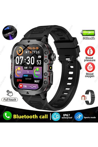 Choice Black Steel New For Huawei Xiaomi Military GPS Smartwatch Flashlight Fitness Waterproof Outdoor Spor