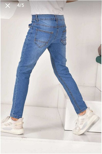 KING SEZAR Boy's Slim Fit Slim Fit Straight Leg Blue Jean Trousers with Pockets