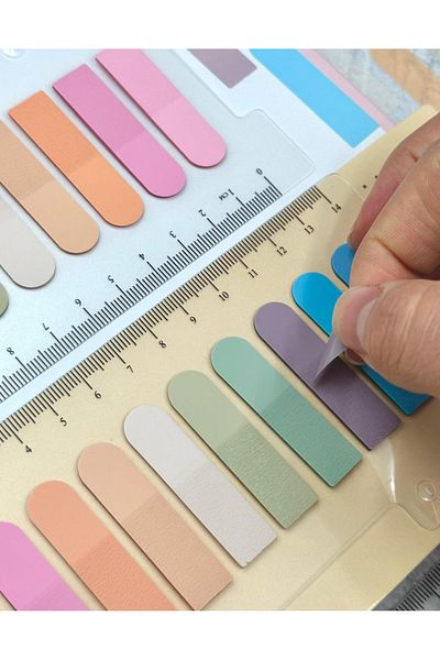 ZeCo Collection 10 Color Ruled Soft Pink Tones Oval Edge Transparent Pet Index Sticker /Index Sticker/Post-It