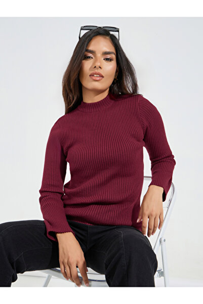 Styli Ribbed Fitted Regular Length High Neck Sweater