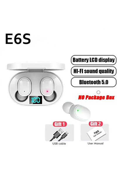 Choice سماعات أذن بلوتوث TWS E6S بيضاء لاسلكية بتقنية إلغاء الضوضاء مع ميكروفون