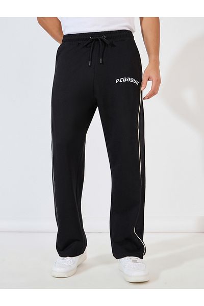 Styli Piping Detail Oversized Open Hem Joggers