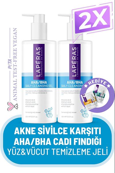 LAPERAS Face and Body Cleansing Gel 400ml, 2 Anti-Listerine Salicylic Acid Aha/Bha Witch Hazel