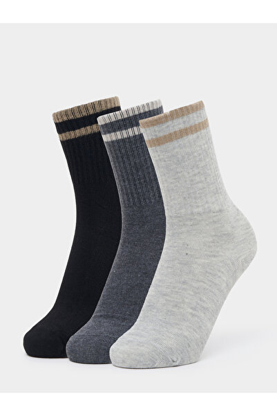 Styli Set of 3 - Striped Cuff Detail Crew Socks