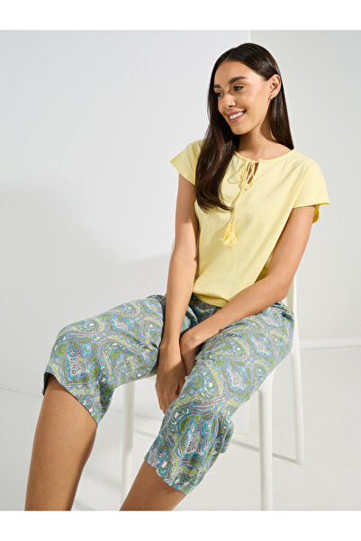 Styli طقم تي شيرت وربطة عنق بشرابة وكابري دمشقي