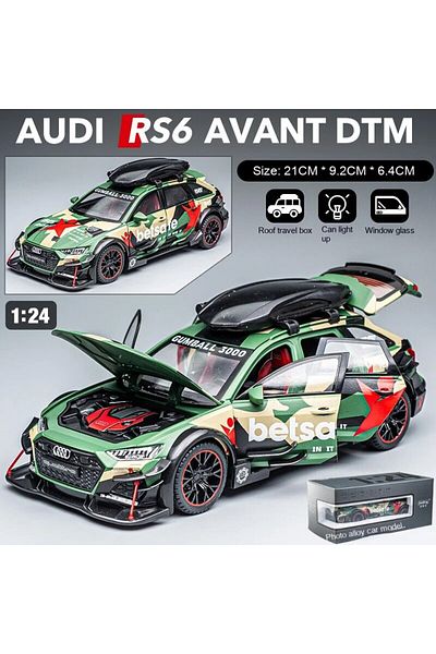 Choice GREEN with gift box 1:24 RS6 Racing Die-Cast Alloy Model Car - Stylish Collector's Item, Perfect Gif