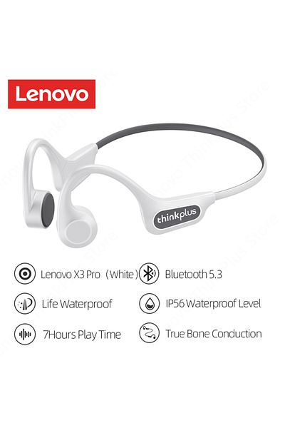 Choice Lenovo X3 Pro White Lenovo Bone Conduction Earphones X3 Pro Bluetooth Hifi Ear-hook Wireless Headset