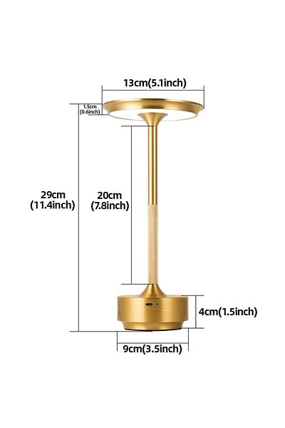 Choice Gold Classic LED Table Lamp Touch Sensor Rechargeable Cordless Desk Lamp 3-colour Infinity Dimming R
