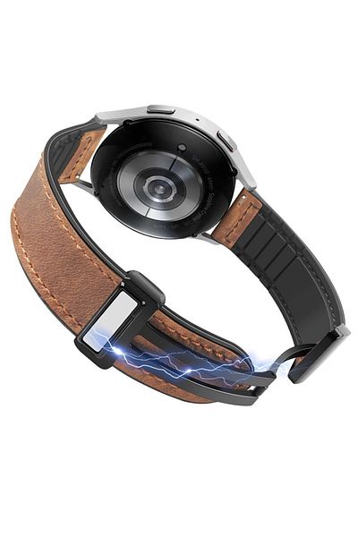 Choice 22mm BROWN 22mm Leather Magnetic Buckle Strap Compatible for Samsung Galaxy Watch 46mm/Gear S3 , Hua