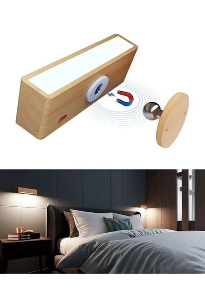 Choice 1pcs Beech Wood Nordic Wood Wall Lamp With 360 Rotate Dimmable Wall Sconce Touchable Magnetic For Be