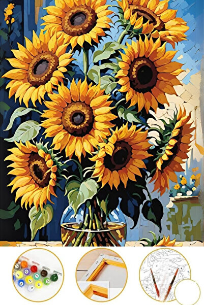 Puzzle Sayılarla Boyama Tuval Seti Fırça Boya Dahil (çıtalı) 35x50 cm - VAZO ...