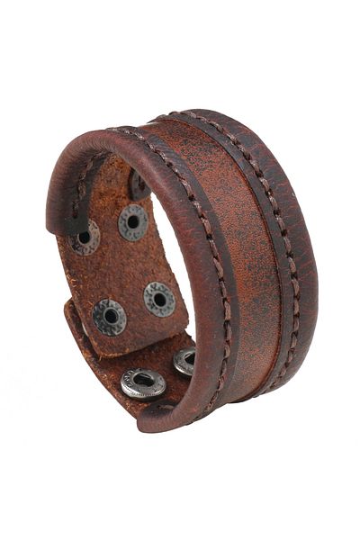Choice Brown Vintage Cowhide Hand-stitched Men Bracelet