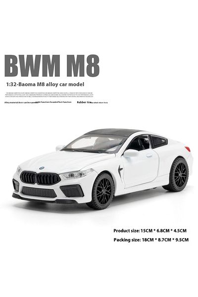 Choice white with box 1:32  M8 Alloy Car Model, Sound & Light, Spring-back Action, Kids' Playroom Toy & Col