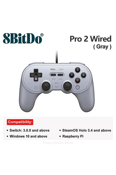 Choice Gray 8bitdo Pro 2 Wired Gamepad For Nintendo Switch Pc Gamepad Retropie Raspberry Pi Ultimate Softwa