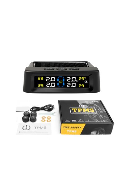 Choice black T12 Solar TPMS Car Tire Pressure Alarm Digital Colorful Display 4 External Sensors Waterproof