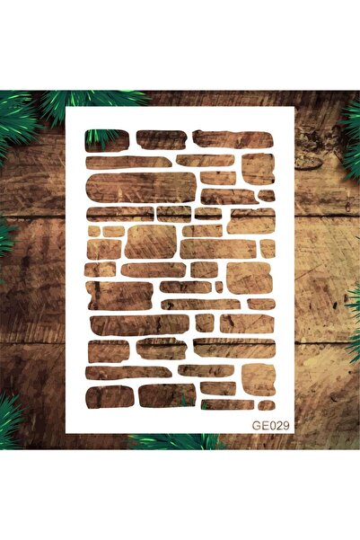 STENCİLTASARIM Stencil Tasarım Ge029 Taş Duvar Duvar Ahşap Cam Boyama Deseni