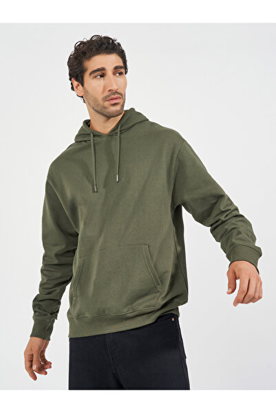 Styli سترة بغطاء رأس من الصوف بمقاس مريح مع جيب كانجارو