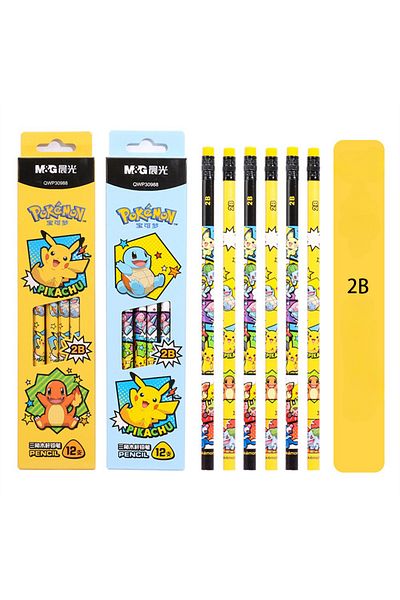 Miniso random 12pcs 2B 12Pcs/Box Pokemon Pencil Pikachu Squirtle Charmander 2B HB Black Write Draw Pencils