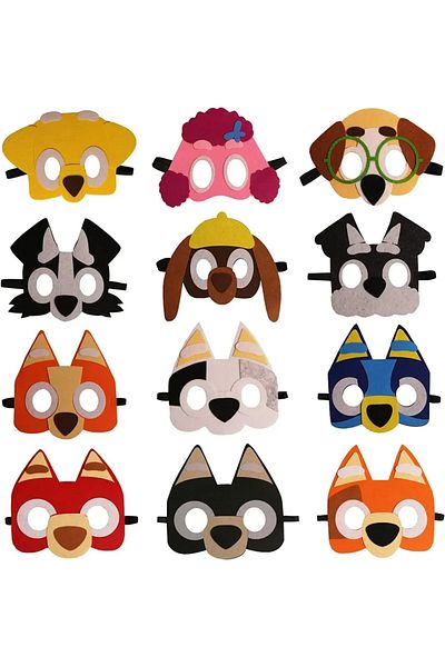 Choice 12PCS 12 Pieces/set Blue Bingo Family Suitable for Children's Birthday Themed Felt Masks Party Decor