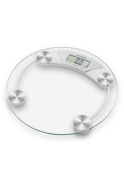 Lawazim Round Glass Digital Full Size Body Scale - Up To 150Kg Electronic Bathroom Weight Scale