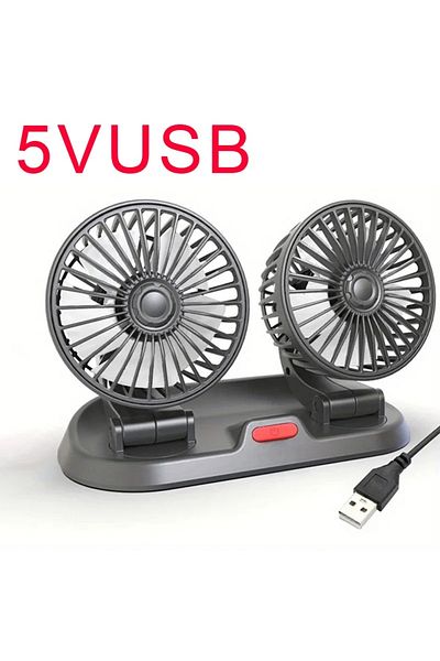 Choice مروحة سيارة بمنفذ USB 5 فولت، رأس واحد، قابلة للتعديل بزاوية 360 درجة، مروحة هواء بثلاثة رؤوس، مروحة كهربائية للسيارات بمنفذ USB/12 فولت/24 فولت، سرعتان