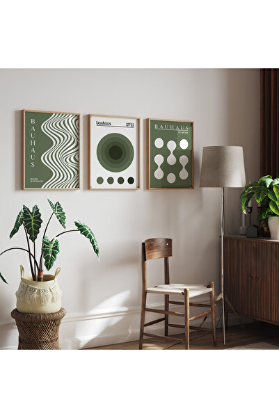 POSTER Yeşil Bauhaus Modern (Çerçevesiz) 3'lü Poster- Modern Poster - Modern ...
